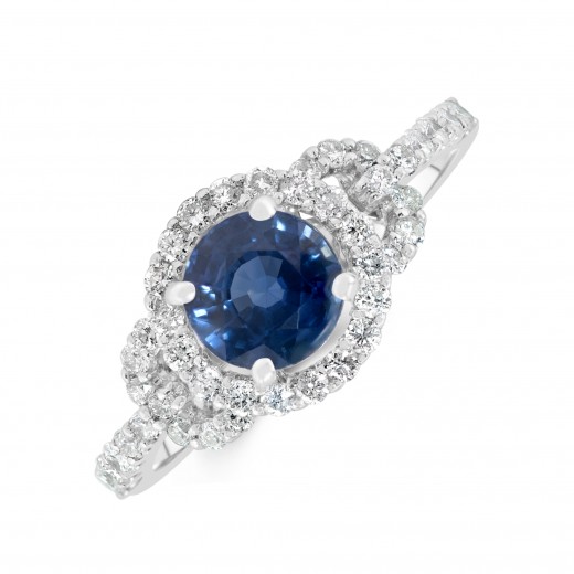 18ct White Gold Blue Sapphire Diamond Ring