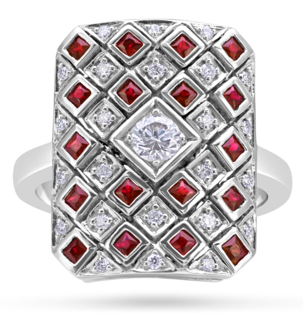 Art Deco Ring 18ct White Gold Ruby