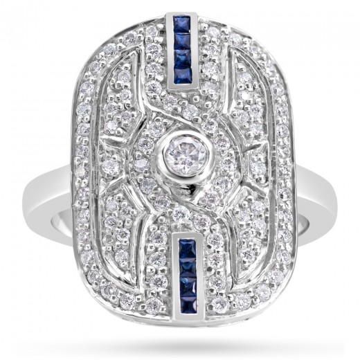 18ct Gold Art Deco Diamond Sapphire