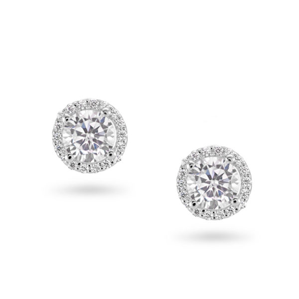 Sterling Silver Cubic Zirconia Stud Earrings ref C025E