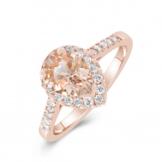 Ring 9ct Rose Gold Champagne Morganite and Diamond