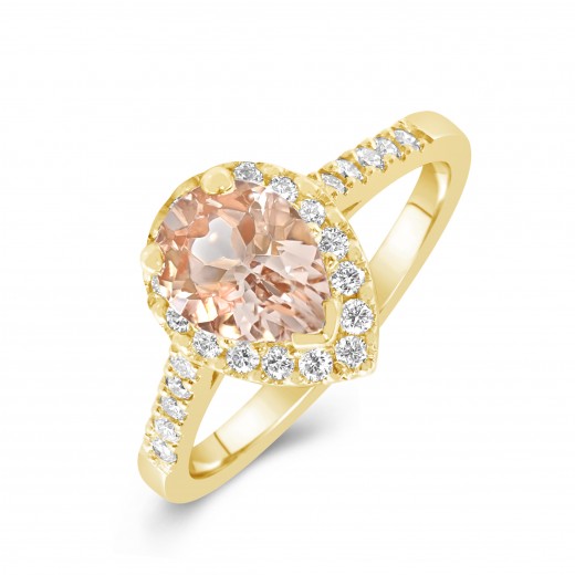 Ring 9ct Yellow Gold Champagne Morganite and Diamond