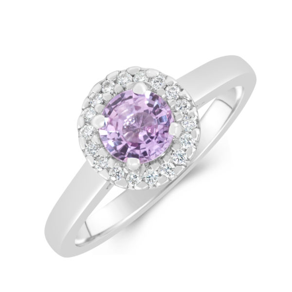 18ct White Gold Pink Sapphire Diamond Ring