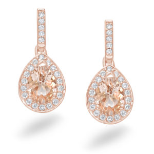 Earrings 18ct Rose Gold Champagne Morganite and Diamond