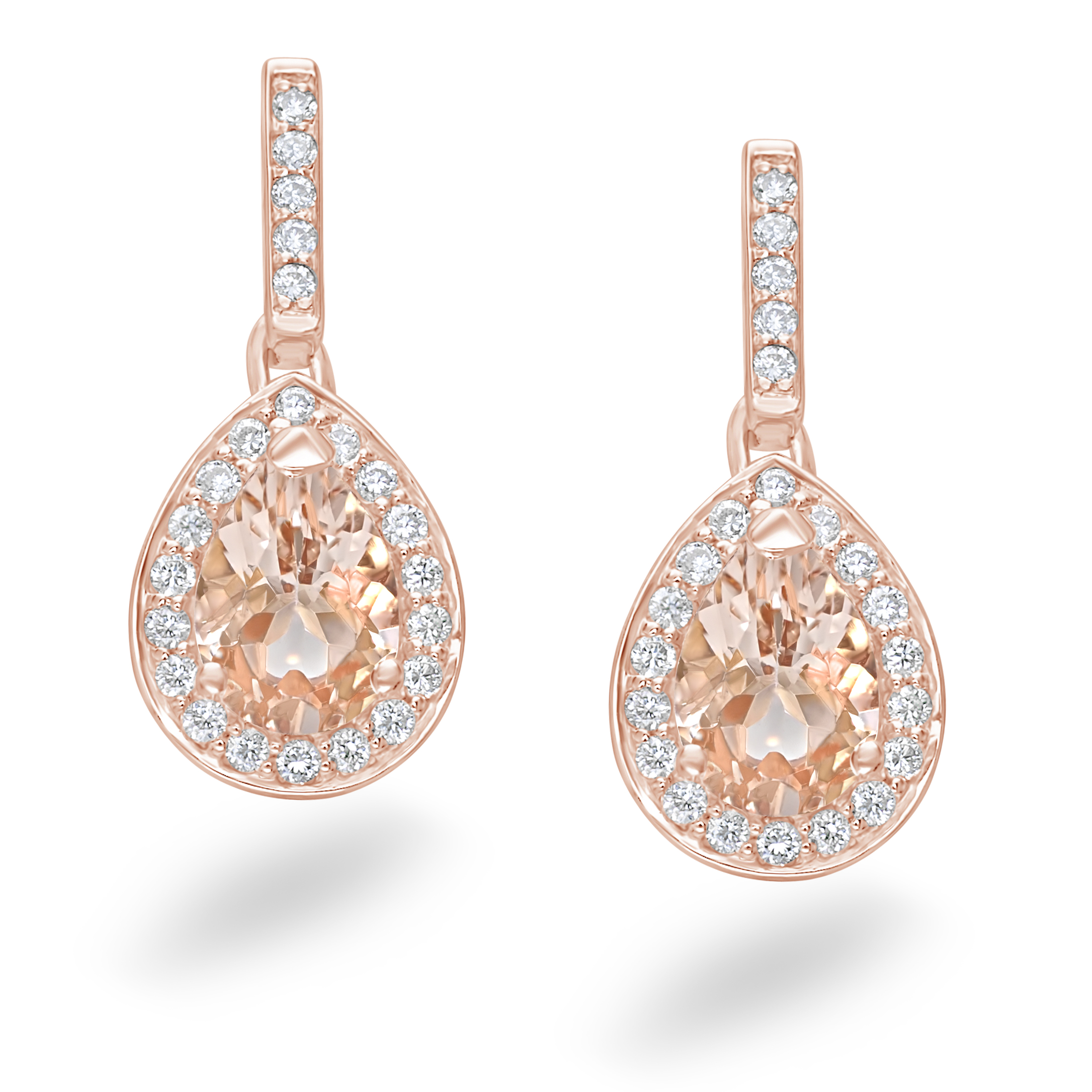 18ct Rose Gold – Champagne Morganite Diamond Earrings